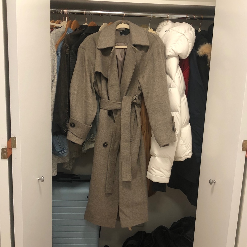 ASOS DESIGN brushed twill trench coat in gray